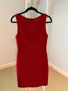 Milly Red Sleeveless Midi Sheath Dress